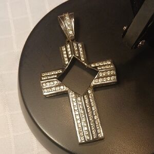 925 Genuine Silver Cross Pendant with CZ Stones for Necklace Vintage